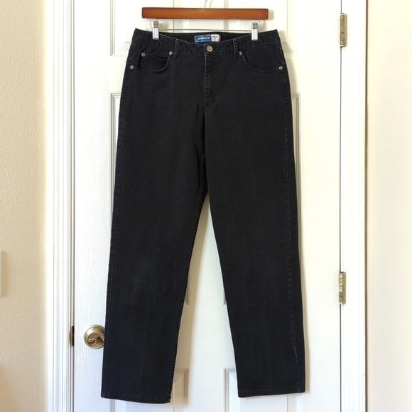Liz Claiborne 90's Vintage High Waisted Relaxed Fit Straight Leg Jeans Black 12 - Picture 1 of 14
